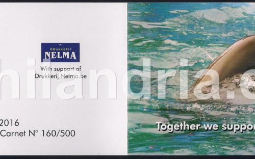 14 mei: BE-1: Dolfijn (postzegelboekje - kaft, voor- en achterkant)